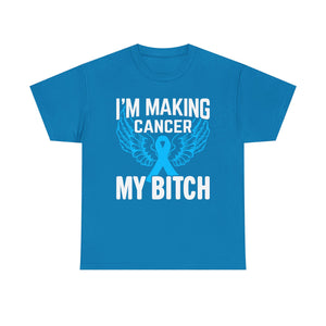 Angel Wings cancer Awareness Tee, Unisex Cotton Shirt for Support, Gift for Advocates, Fundraising Event Wear, Blue Ribbon Merchandise