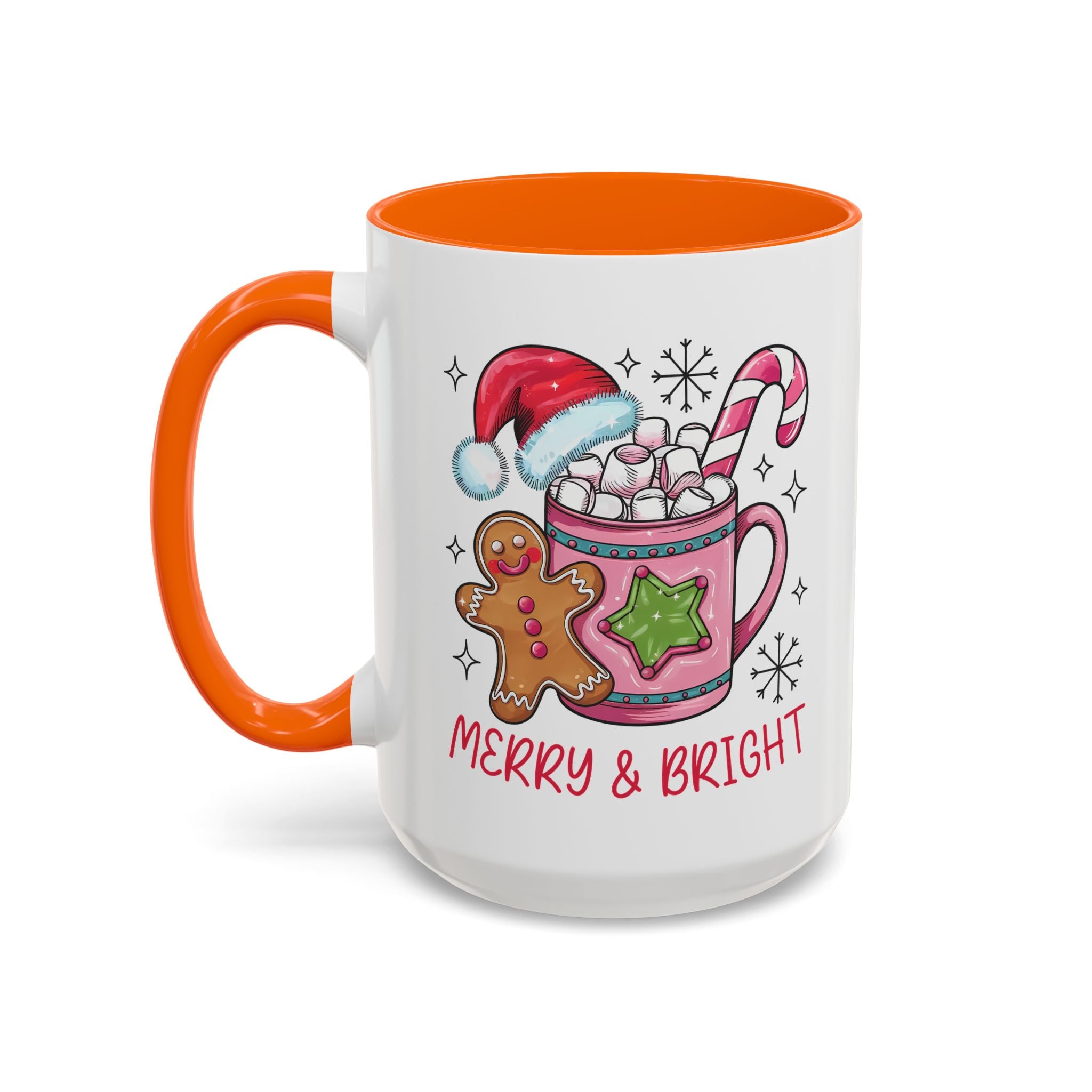 Festive Gingerbread Coffee Mug, Christmas Gift, Holiday Coffee Cup, Merry & Bright Mug, Winter Mug, Hot Chocolate Holder