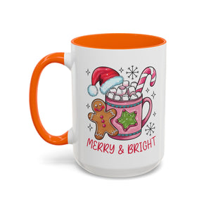Festive Gingerbread Coffee Mug, Christmas Gift, Holiday Coffee Cup, Merry & Bright Mug, Winter Mug, Hot Chocolate Holder