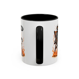 Funny I'M fine  Skeleton on fire Coffee Mug - Humor Gift for Halloween, Coffee Lovers,  Decor, Gag Gift, 11-15oz Accent Mug