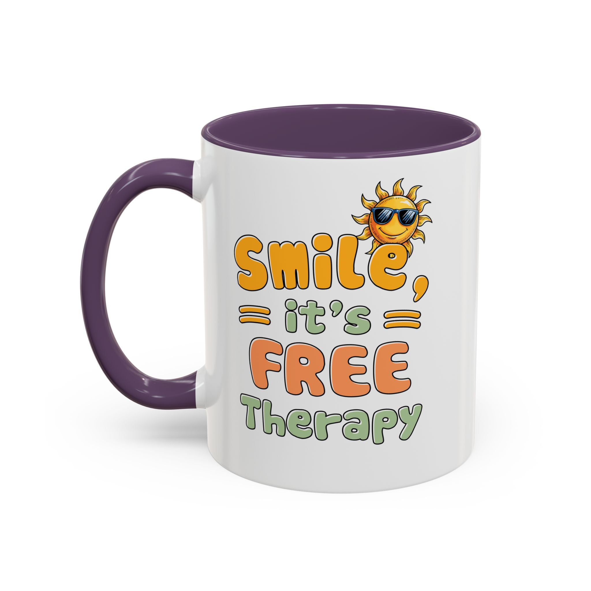 Smile It's Free Therapy Coffee Mug - Fun & Cheerful Accent Mugs for Brightening Your Day