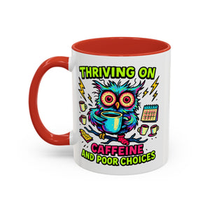 Thriving on Caffeine Mug | Funny Owl Coffee Cup | Gift for Coffee Lovers | Cute Kitchen Decor | Birthday, Holiday Gift