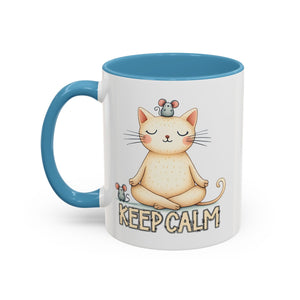 Serene Cat Coffee Mug, Funny Pet Lover's Gift, Cute Keepsake for Relaxation, Relaxing Drinkware, Quirky Home Decor