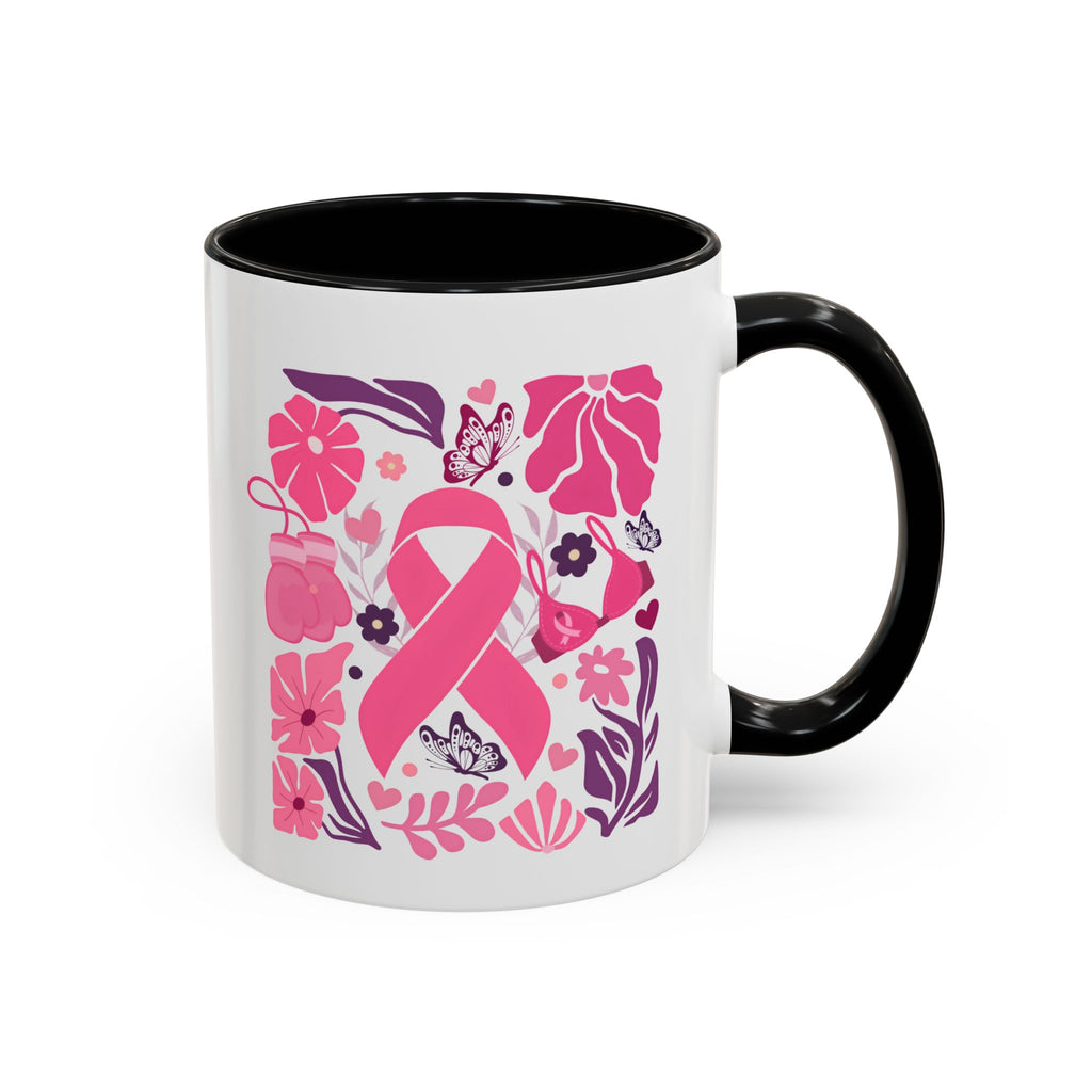 Pink Floral Awareness Coffee Mug, Breast Cancer Awareness Mug, Gift for Her, Supportive Drinkware, Motivational Mug