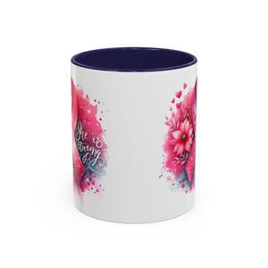 Breast Cancer Awareness Coffee Mug - Inspirational Gift, Motivational Drinkware, Supportive Cup, Pink Ribbon Design, She Is Strong