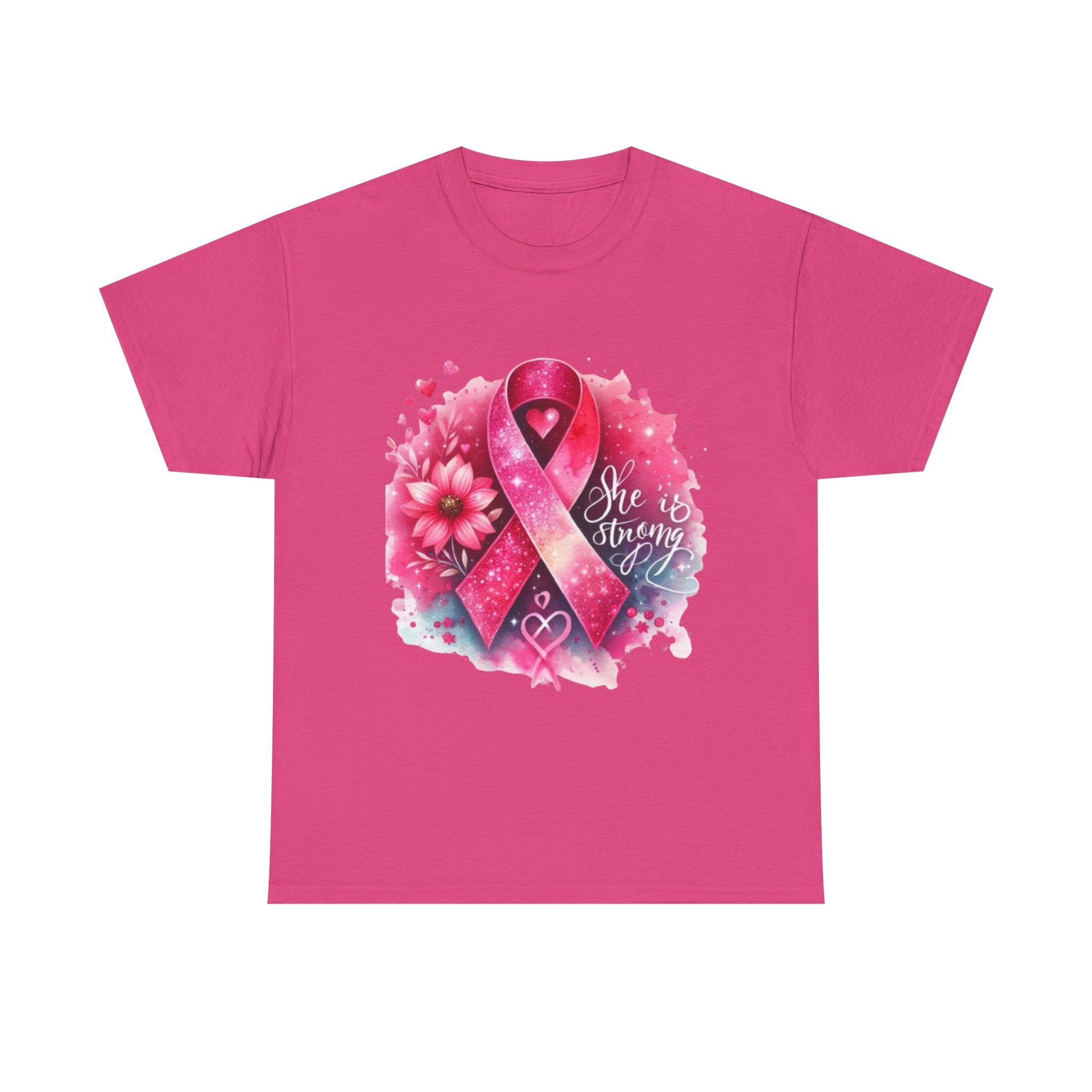 Breast Cancer Awareness Tee - She is Strong, Support Shirt, Gift for Fighters, Awareness Month Apparel, Inspirational T-Shirt