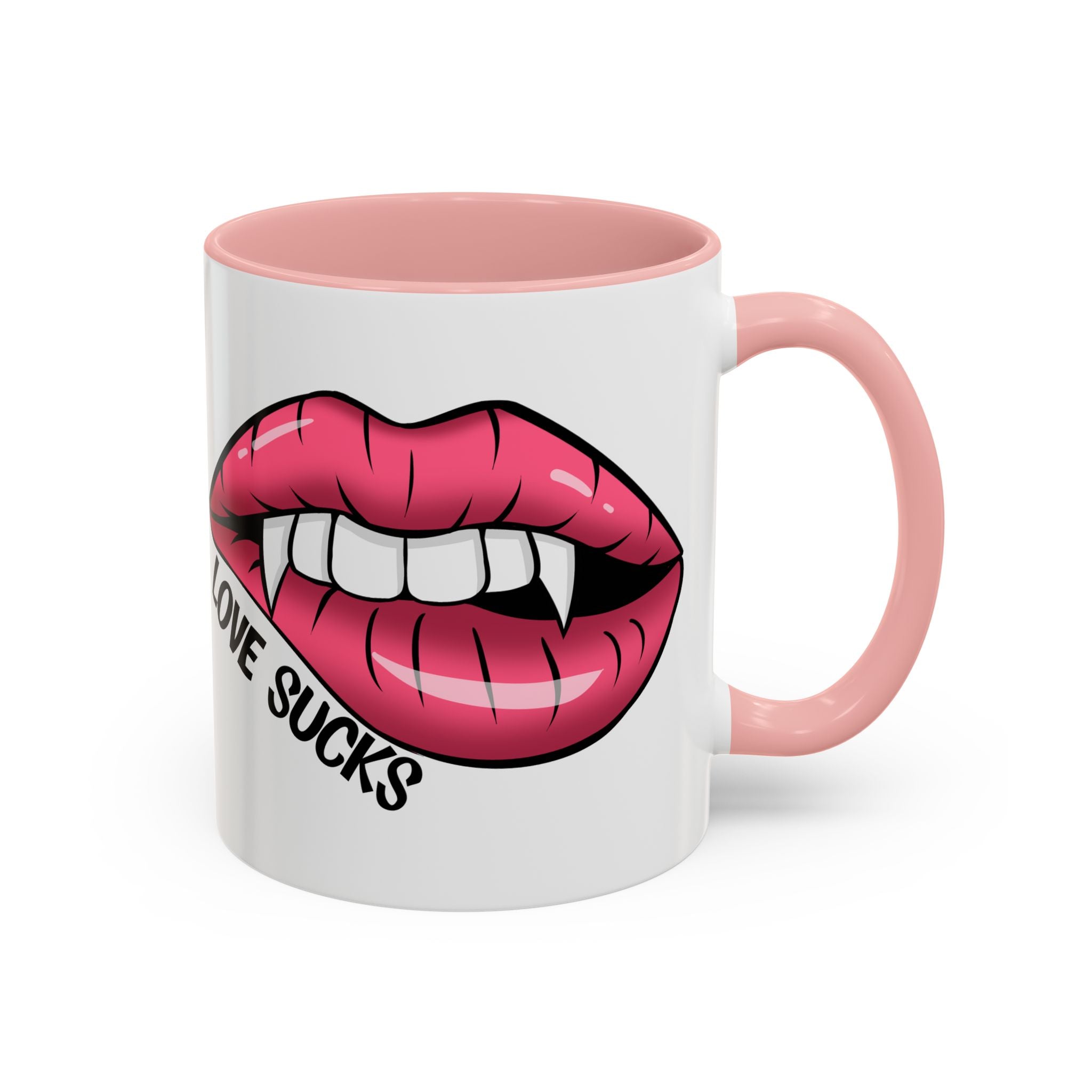 anti valentine Accent Coffee Mug - 'Love Sucks' Vampire Lips Coffee Mug