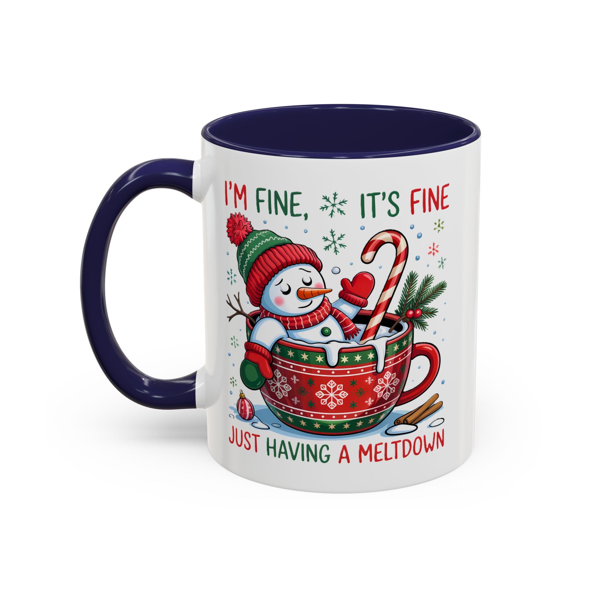 Festive Holiday Coffee Mug - "I'm Fine, It's Fine" Snowman Design sarcasm humor funny