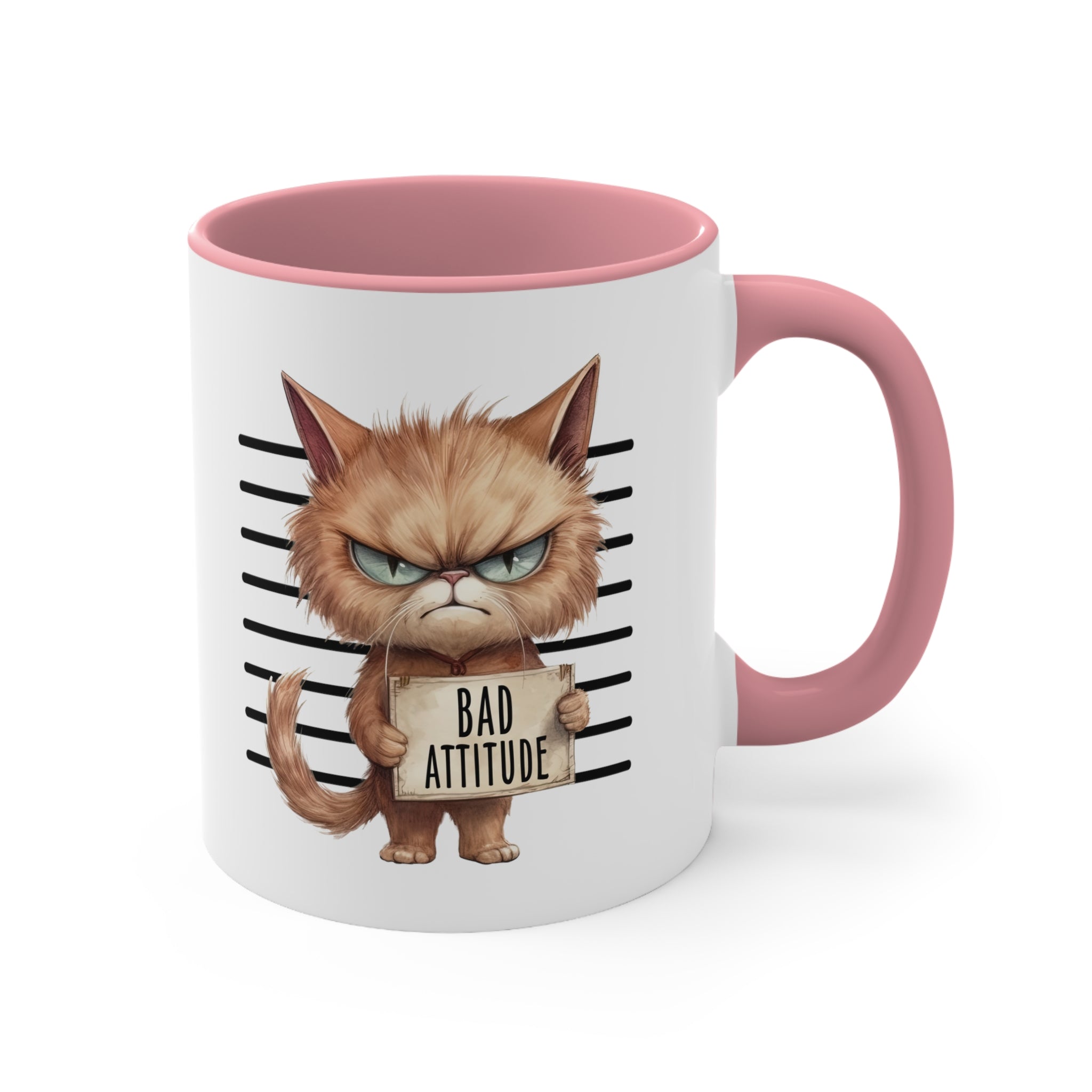 Funny cat bad attitude Accent Coffee Mug, 11oz animal lover gift