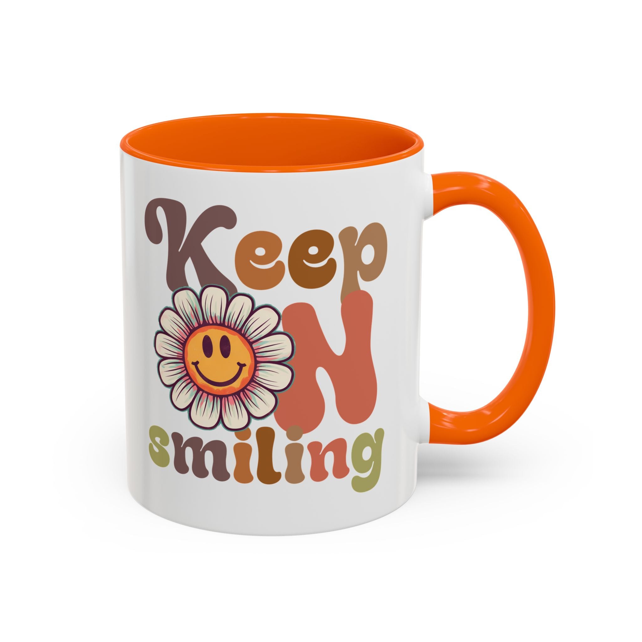 Keep Smiling Floral Coffee Mug - Cheerful 11 & 15oz Accent Mug for Daily Motivation