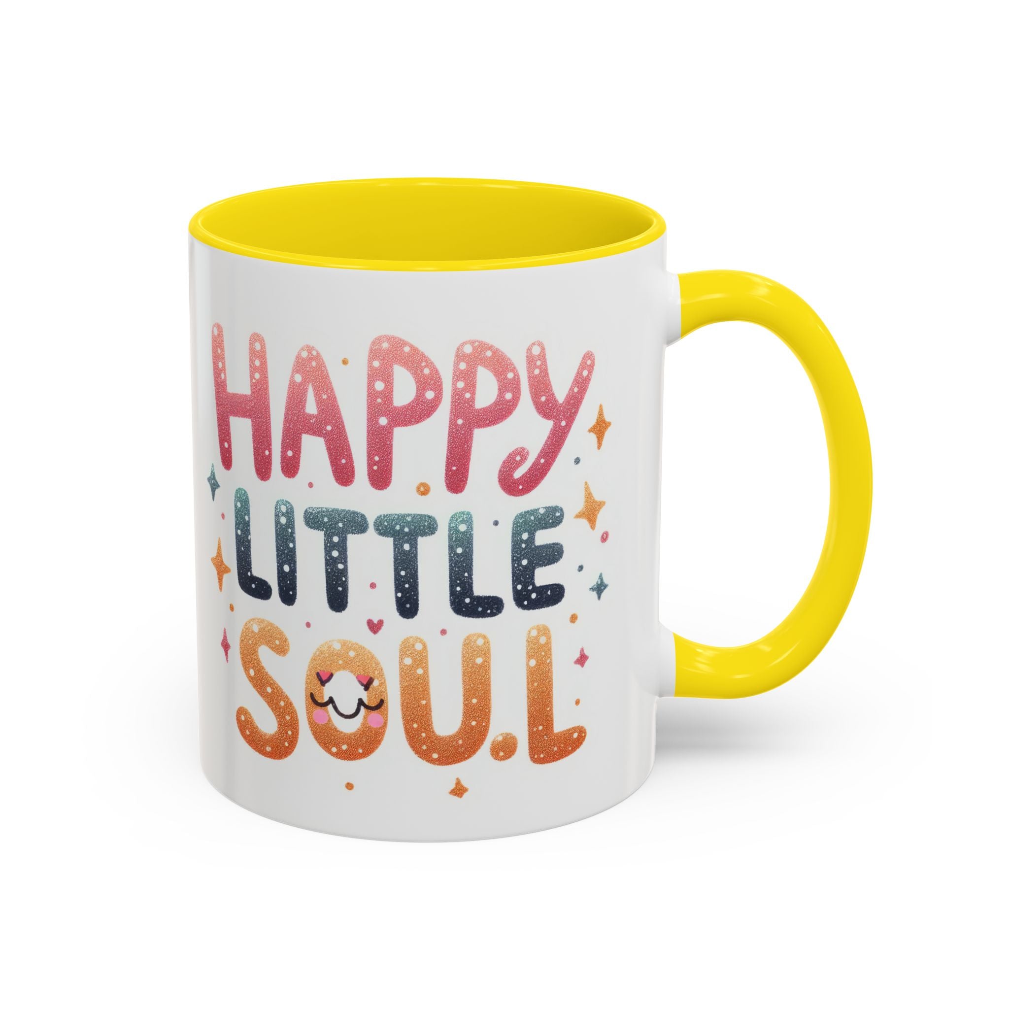 Happy Little Soul Accent Coffee Mug – Cute Positive Morning Quote (11/15 oz)