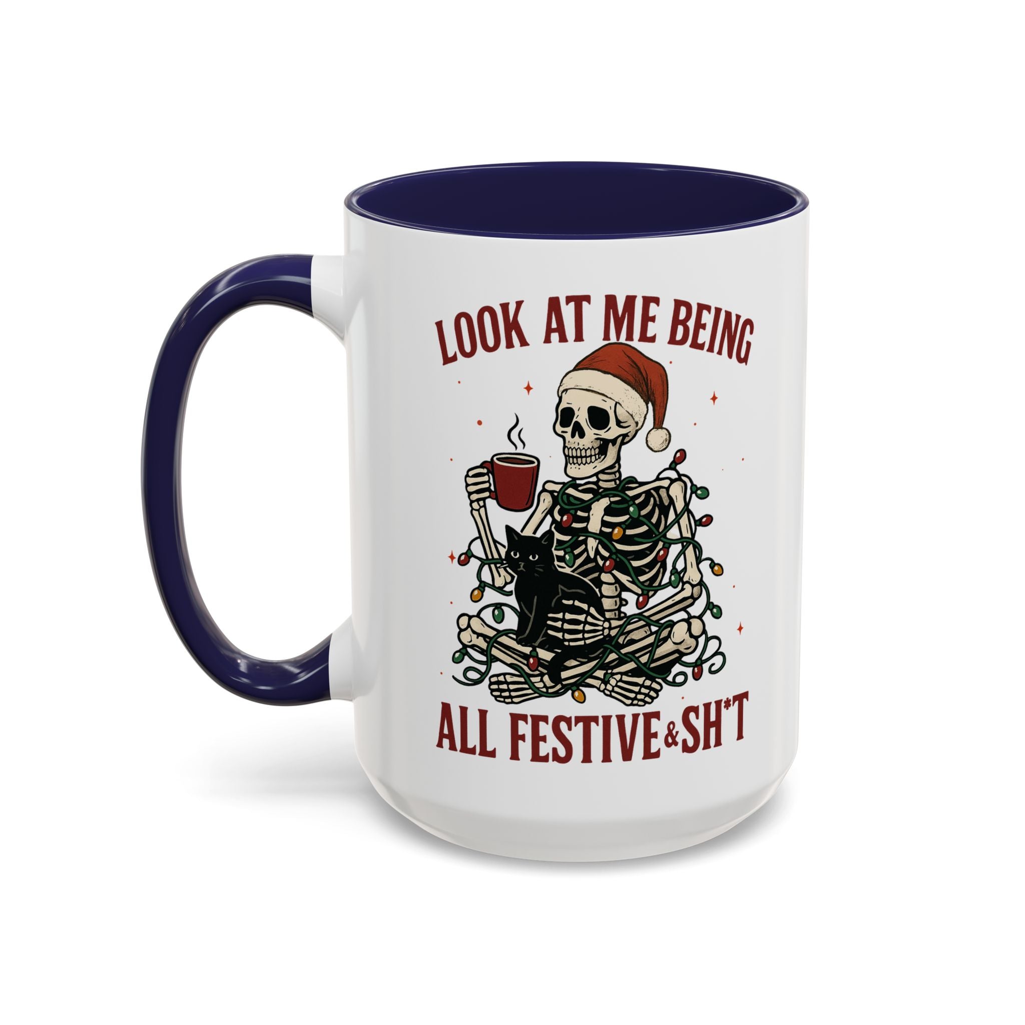 Festive Skeleton Christmas cheer winter Coffee Mug funny adult humor cup