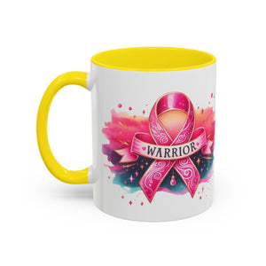 Pink Ribbon Warrior Coffee Mug, Support Breast Cancer Awareness Gift, Inspirational Mug, Cancer Survivor Merchandise, 11oz 15oz Mug