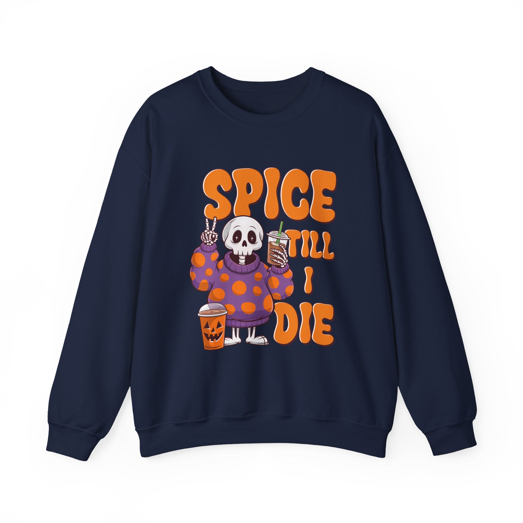 Spooky Fall Sweatshirt - Unisex Crewneck with 'Spice Till I Die' Design, Halloween, Cozy Autumn Vibe, Perfect for Halloween Parties