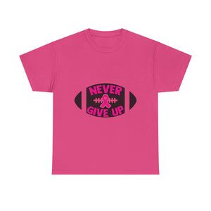 Motivational Football Tee, Never Give Up Shirt, Unisex Cotton T-shirt, Support Awareness, Athletic Gift, Sportswear, Inspirational Apparel