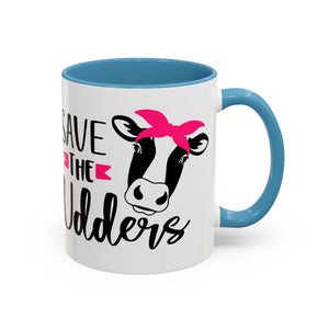 cancer awareness Cute Cow Mug - Save the Utters Coffee Cup, Gift for Animal Lovers,  Mug, Unique Birthday Gift