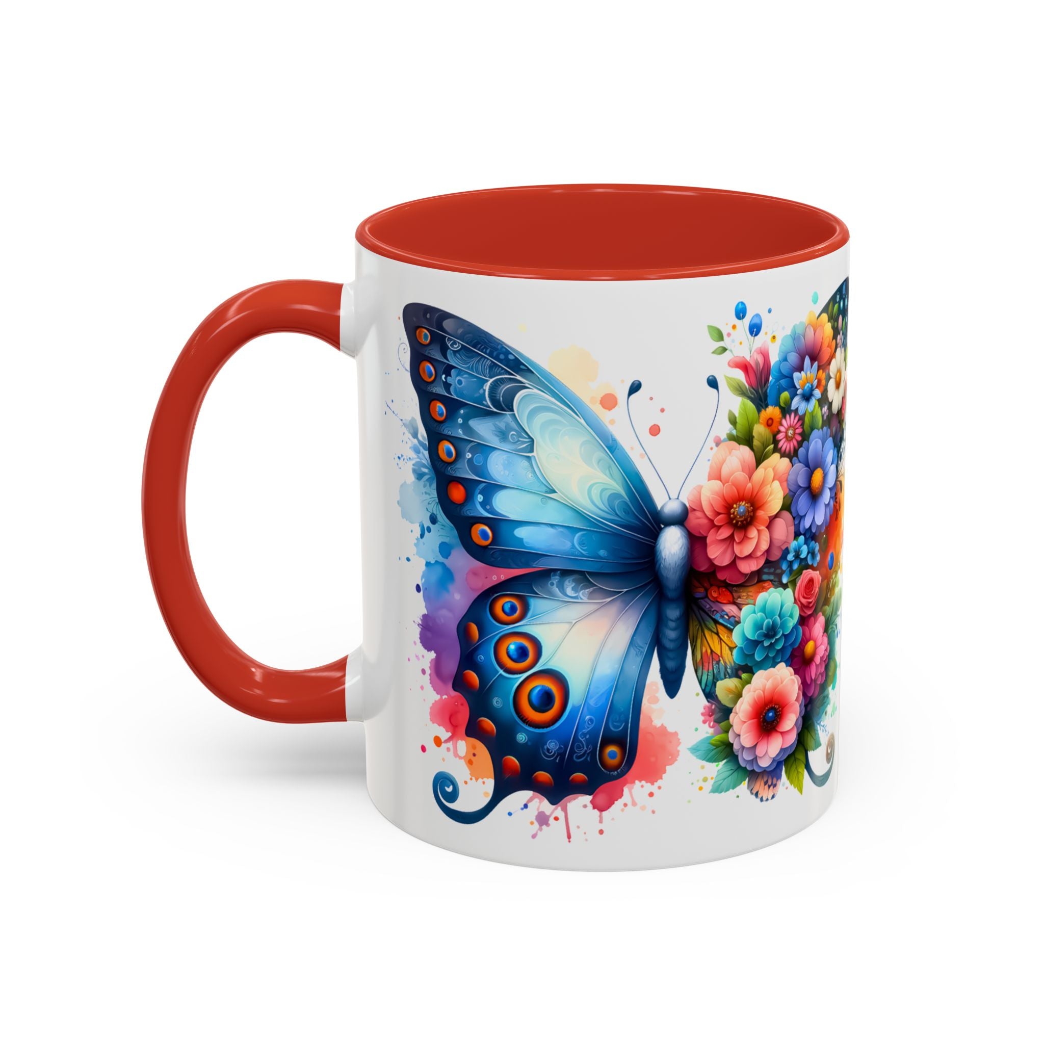 Colorful Floral Butterfly Accent Coffee Mug – Vibrant Artistic 11/15oz nature lover