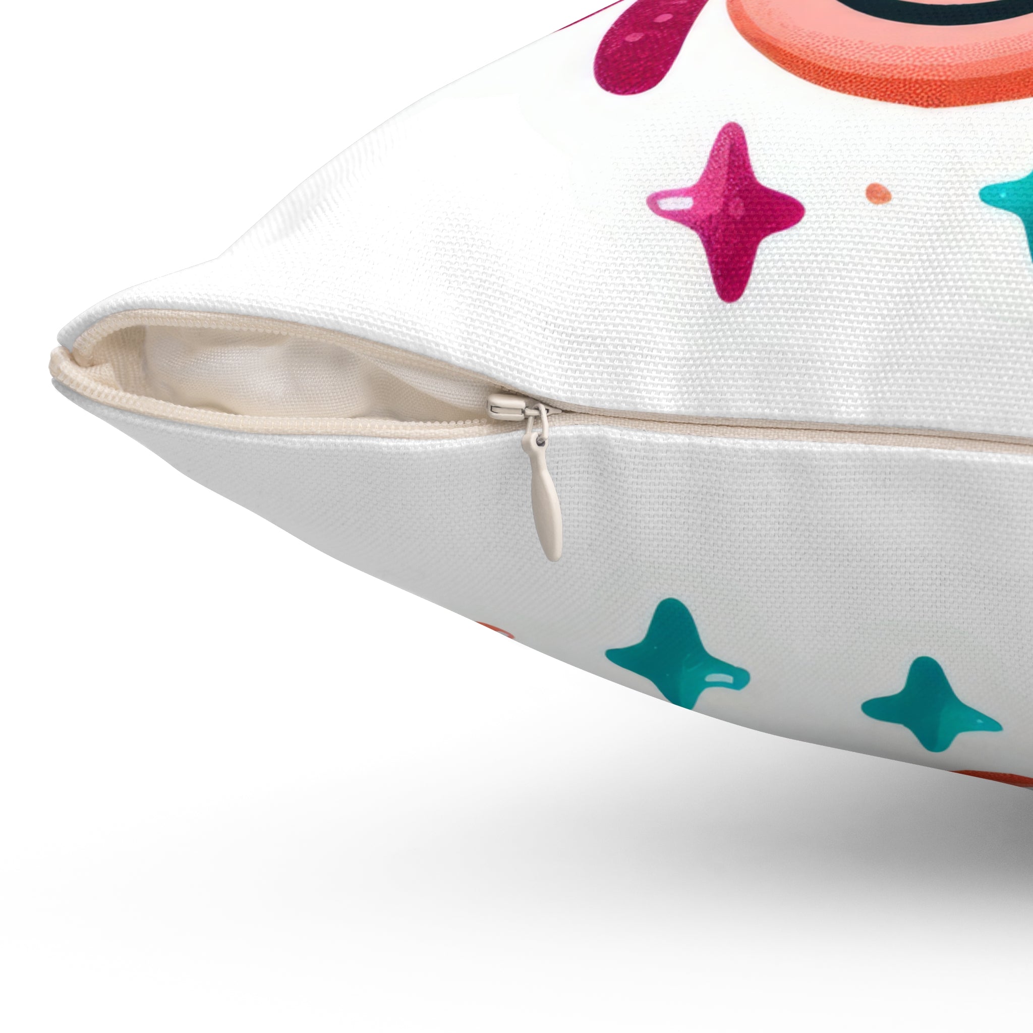 Smile More Decorative Pillow — Cute Rainbow Smiley Accent Cushion