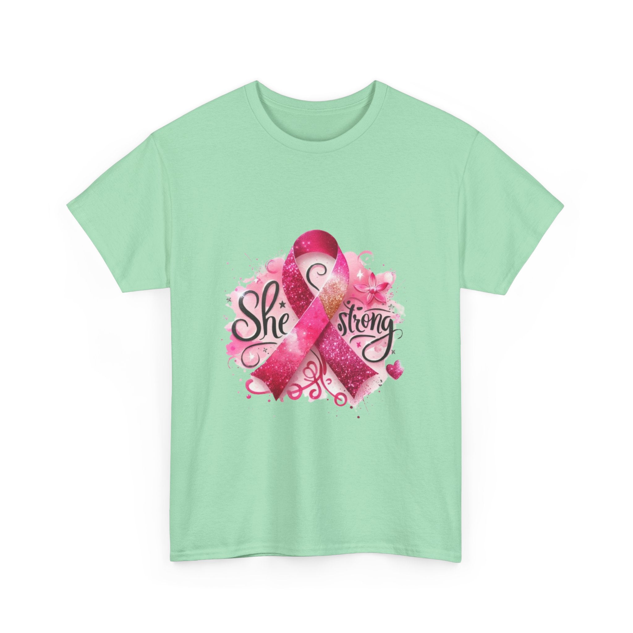 Breast Cancer Awareness Tee - She's Strong, Gift for Survivors, Supportive T-Shirt, Awareness Month, Inspirational Apparel