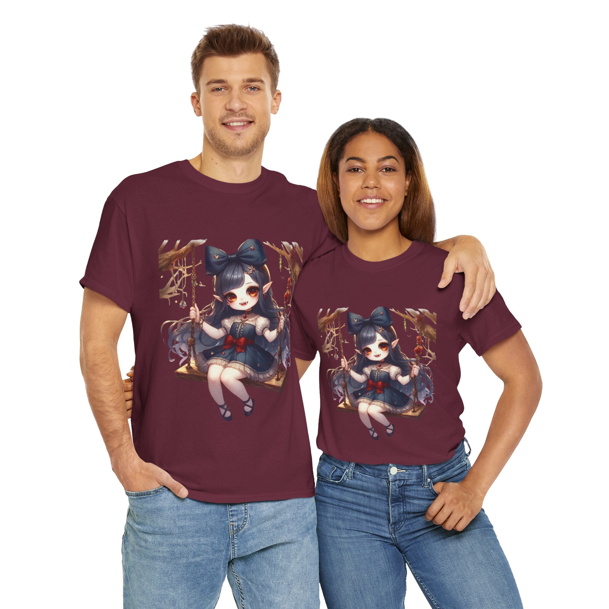 vampire girl on a swing horror Unisex Heavy Cotton Tee men women halloween #23