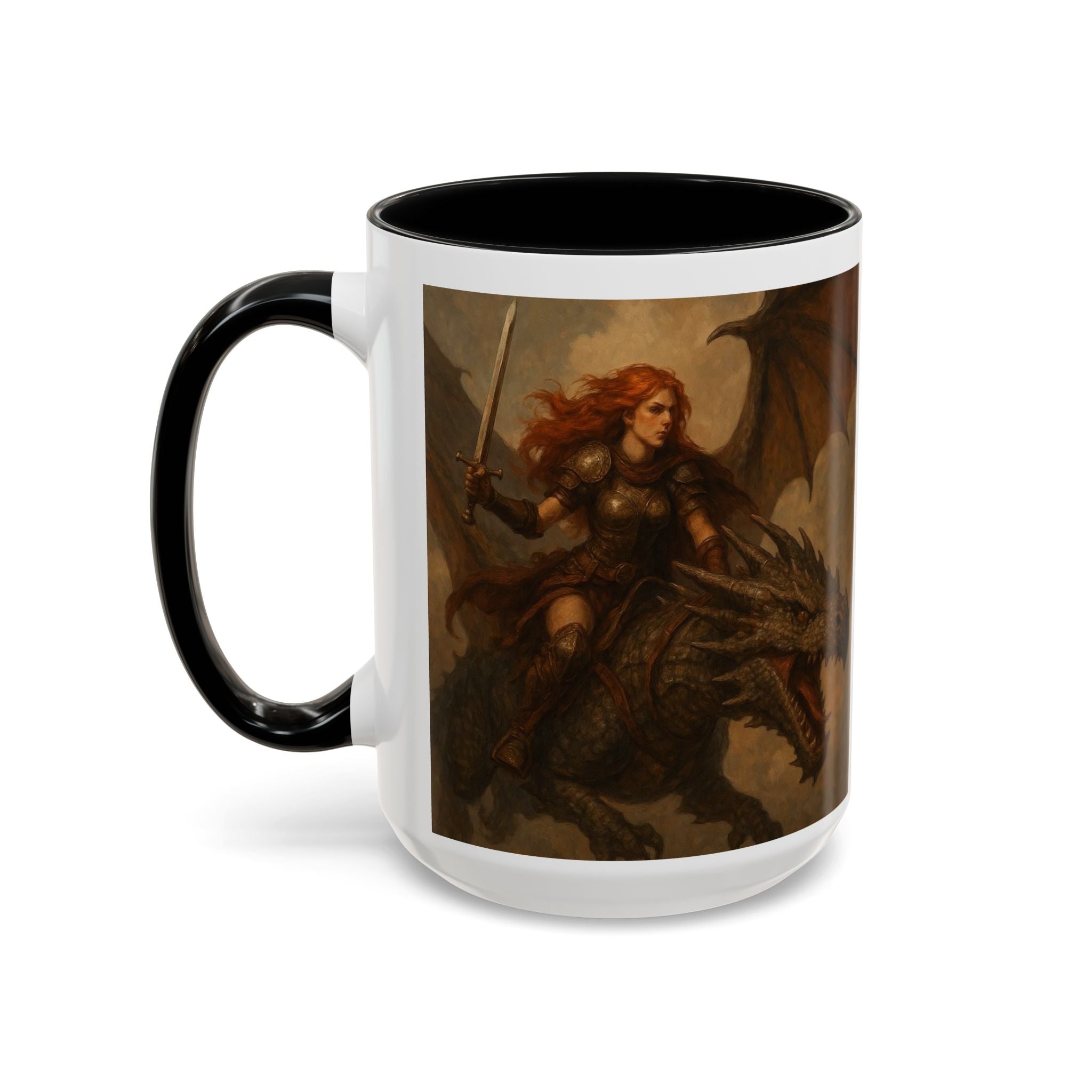 Fantasy Dragon Rider Coffee Mug gothic woman warrior queen