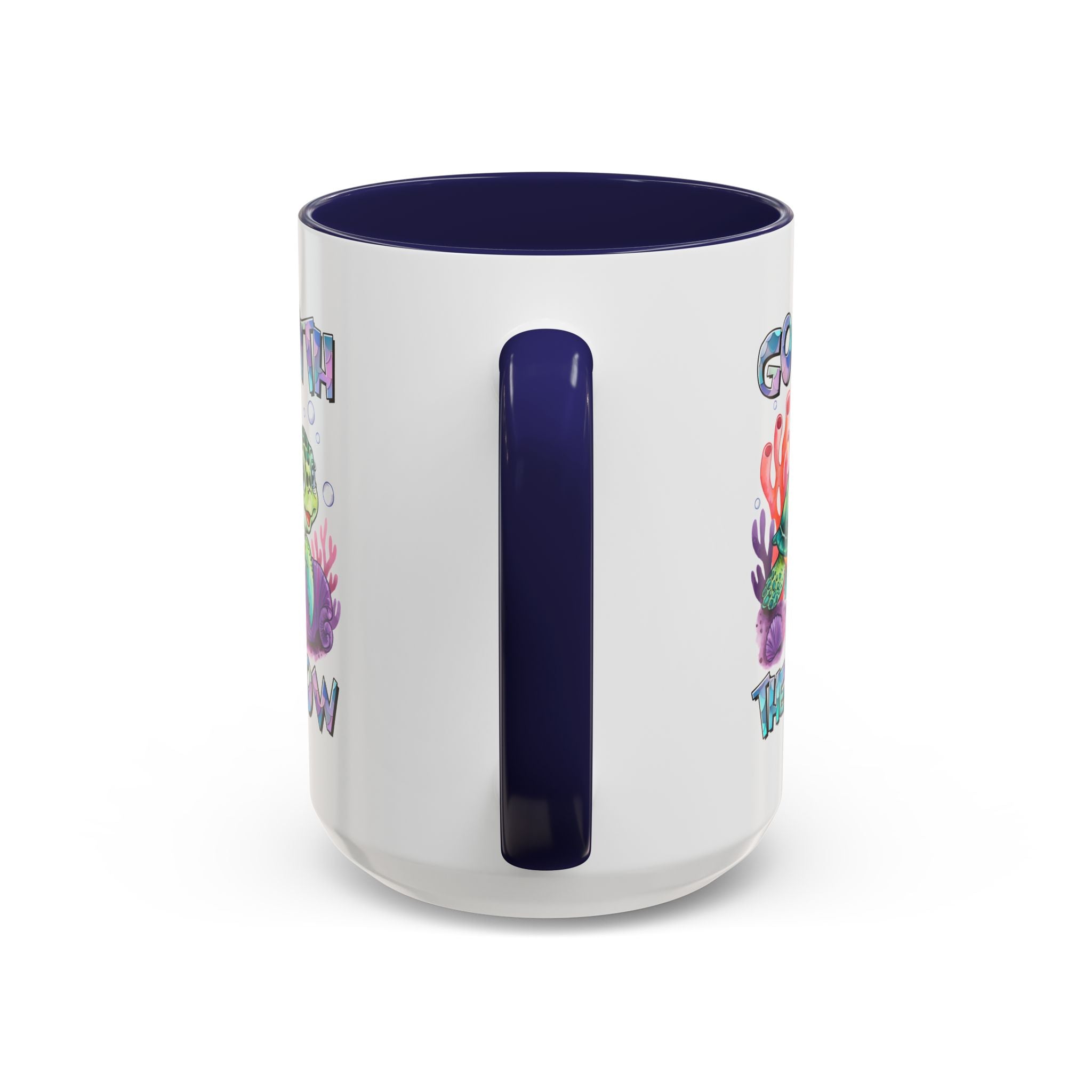 Ocean-Inspired Accent Coffee Mug - 'Go With The Flow' Design turtle