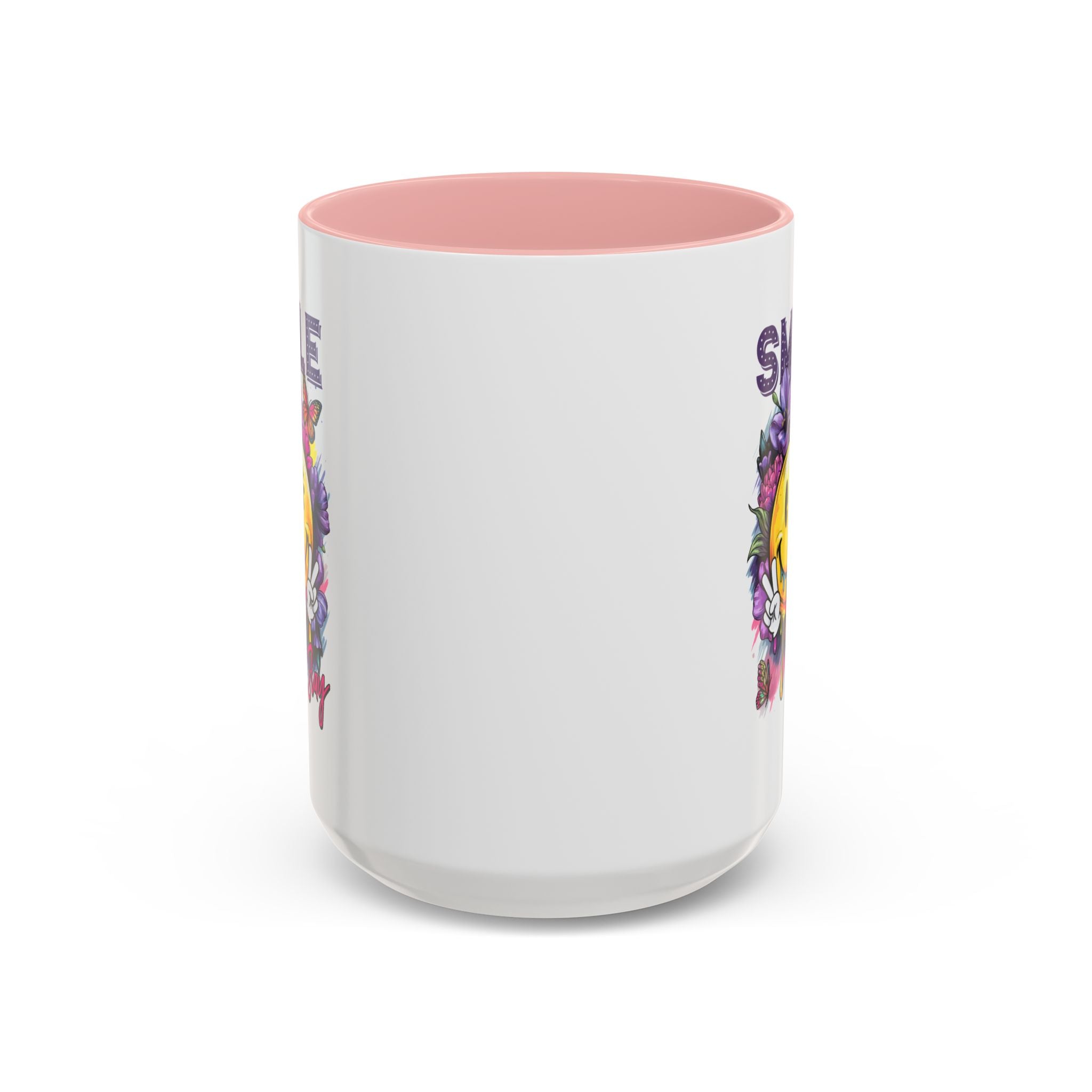 Smile Stay Accent Coffee Mug - Vibrant Floral Design for Positive Vibes