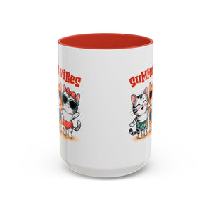 Summer Vibes Cat Coffee Mug - Fun Accent Mug for Cat Lovers