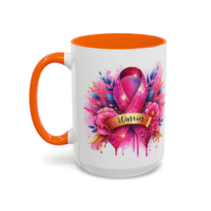 Inspirational Warrior Coffee Mug - Floral Design, Encouragement Gift, Cancer Awareness, Motivational Cup, Supportive Drinkware