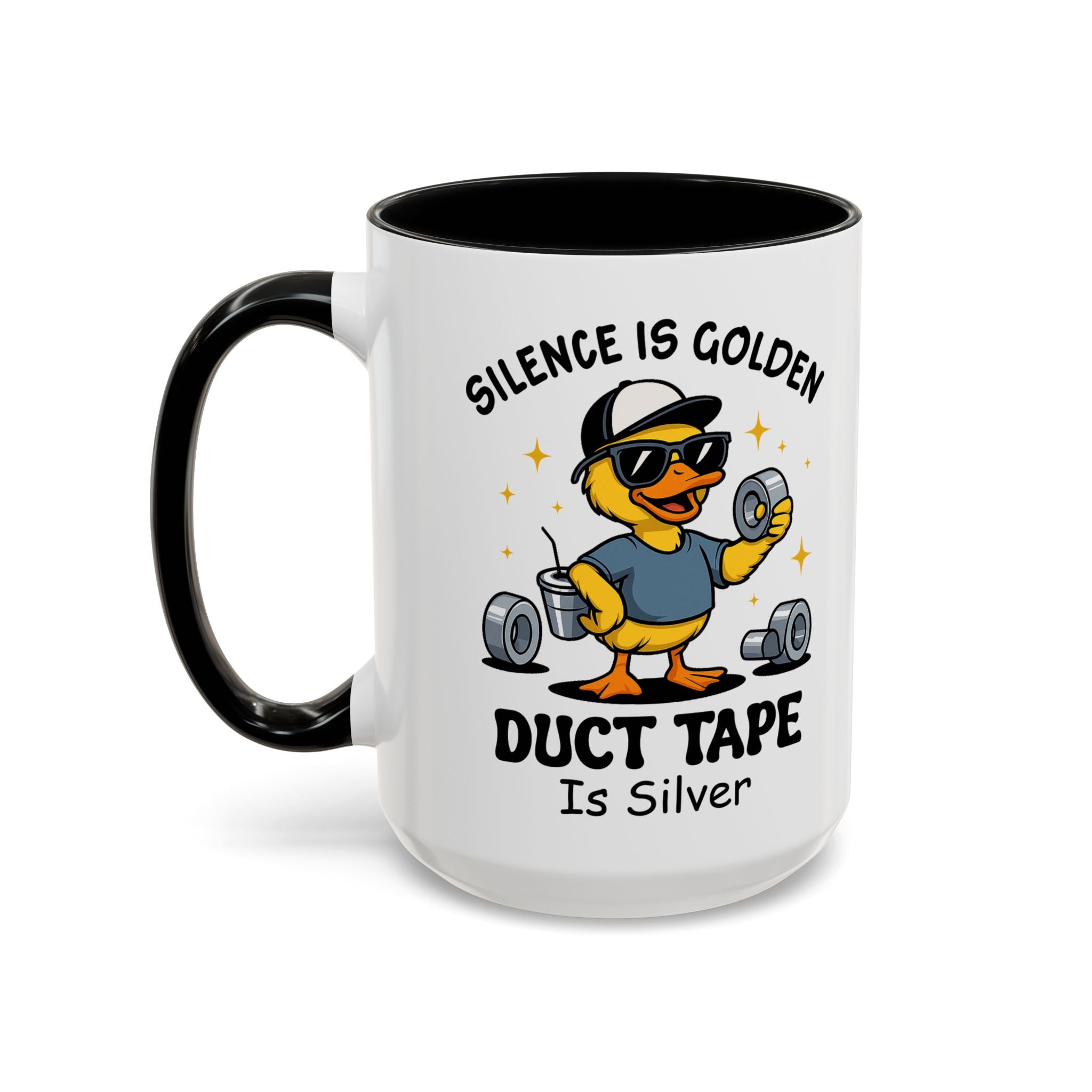 Silence Is Golden Duct Tape Is Silver Mug — Funny Duck Repair Coffee Mug (11/15 oz)