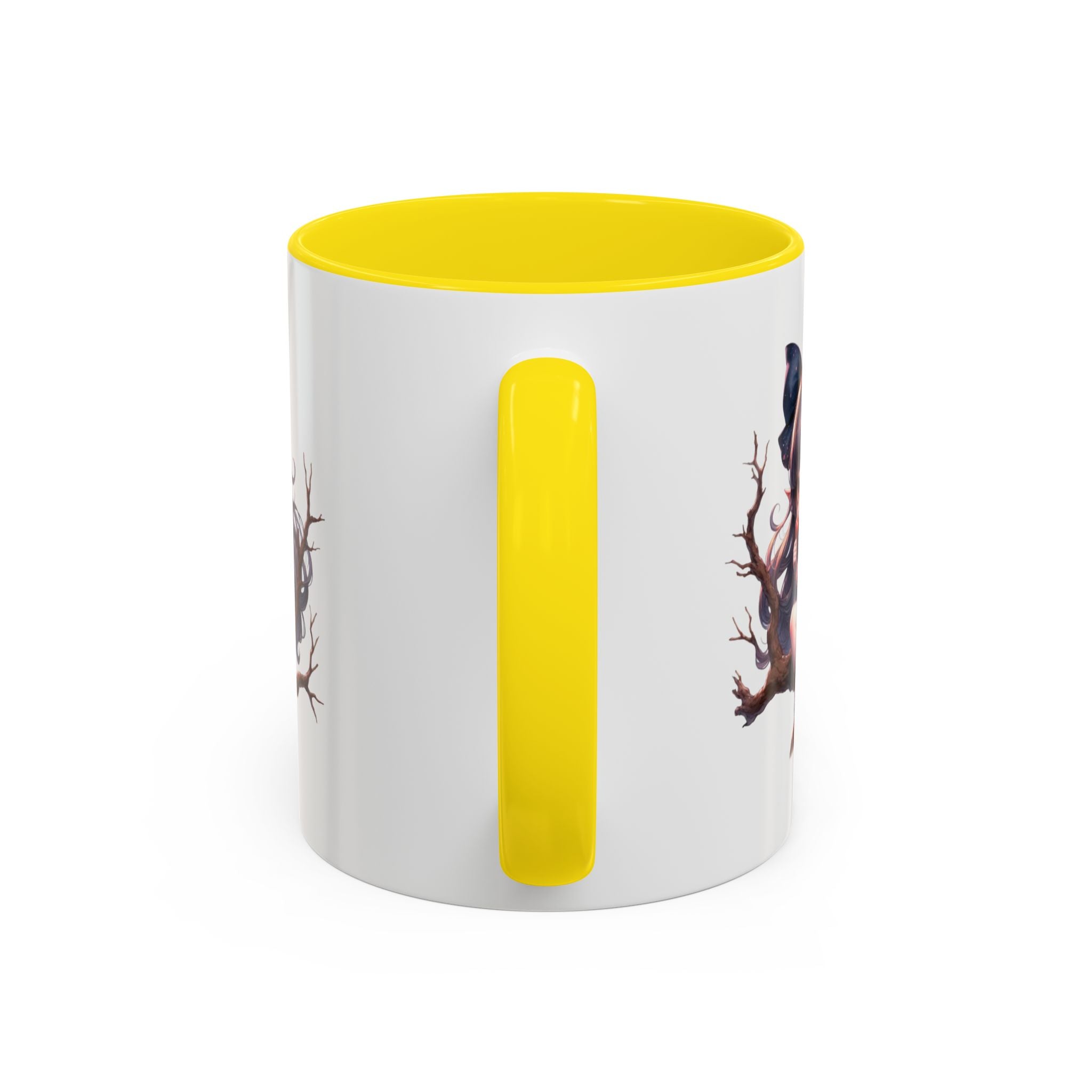 gothic vampire girl in tree horror art Accent Coffee Mug (11, 15oz) png16