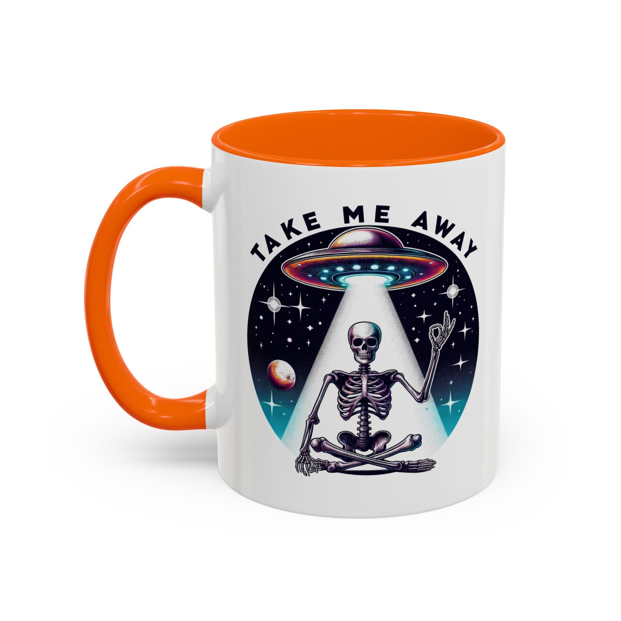 Galactic Skeleton Coffee Mug, Take Me Away Mug, Space-Themed Mug, Unique Gift for alien Lovers, Sci-Fi Cafe Mug