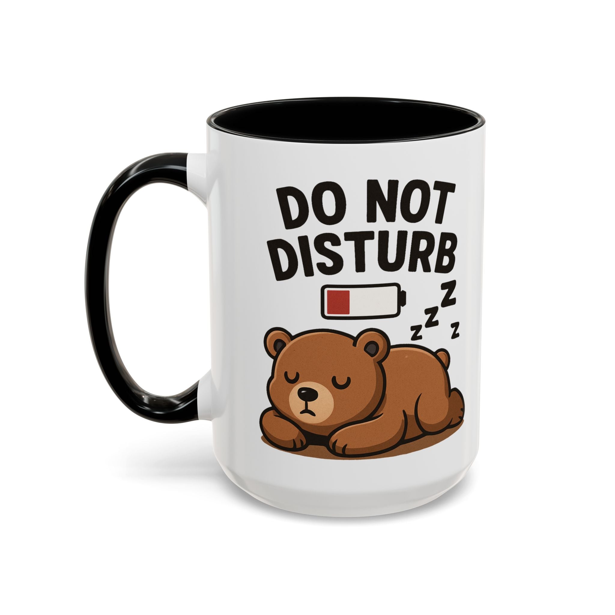 Do Not Disturb Bear Coffee Mug – Low Battery Cute Sleeping Bear Accent Mug (11/15oz)