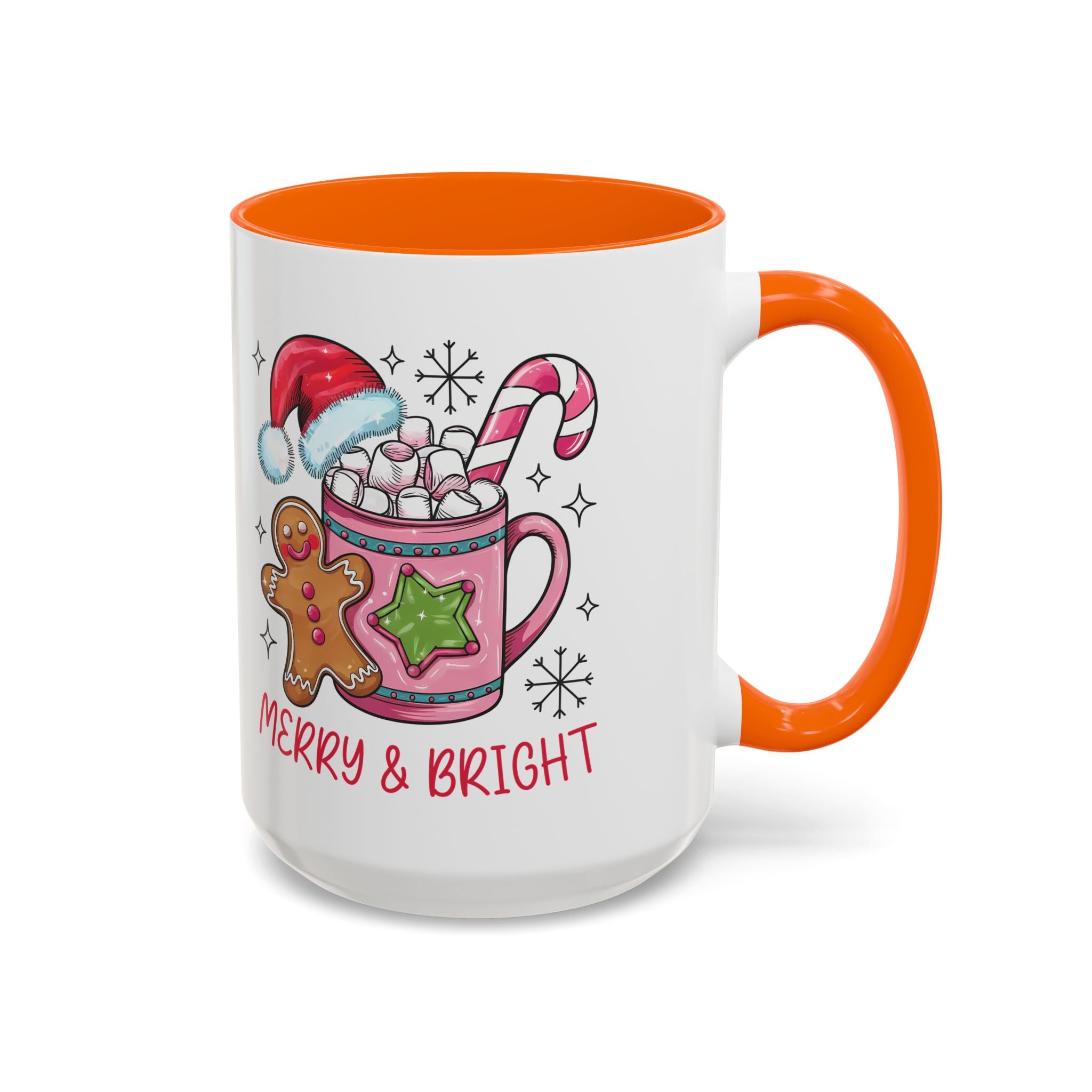 Festive Gingerbread Coffee Mug, Christmas Gift, Holiday Coffee Cup, Merry & Bright Mug, Winter Mug, Hot Chocolate Holder