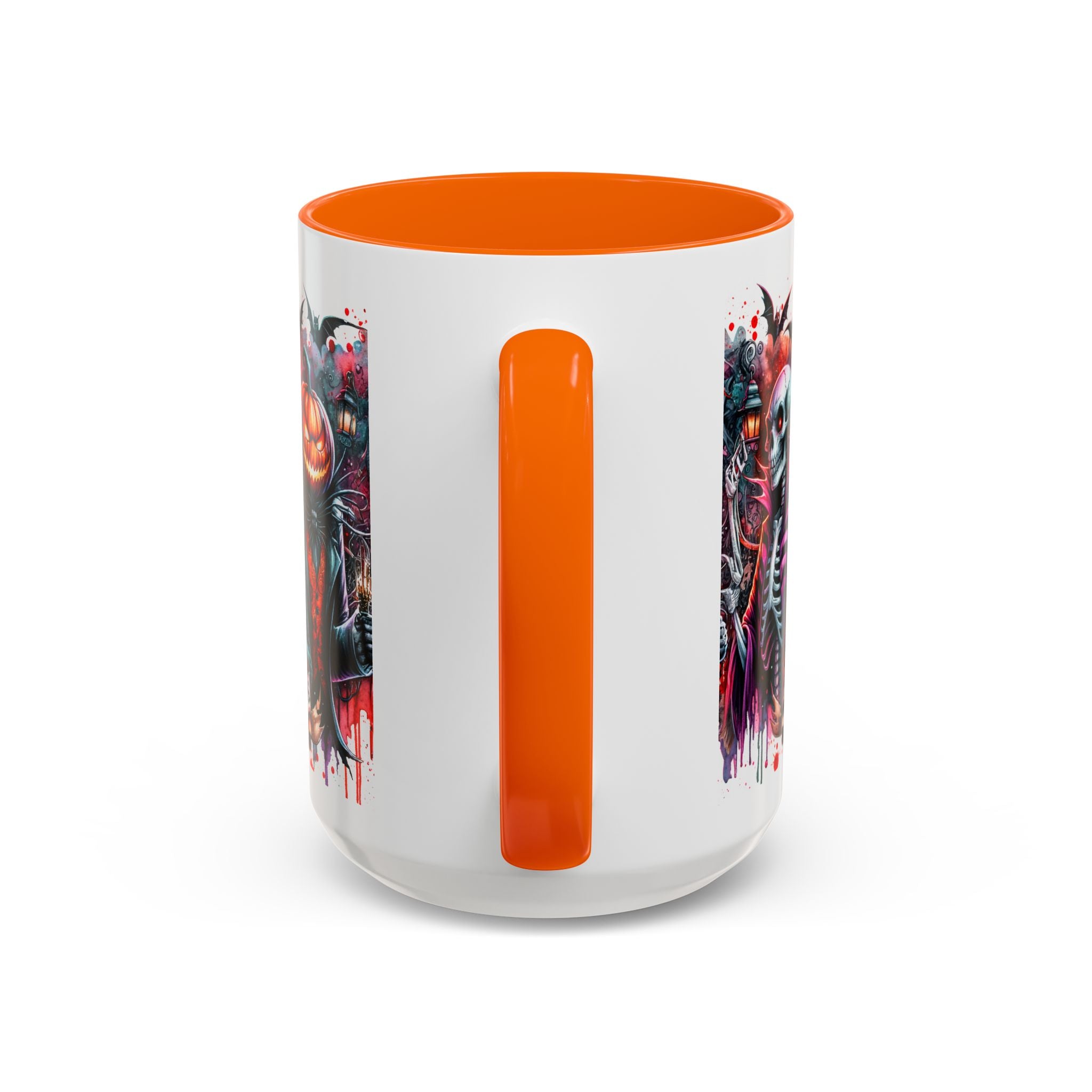 Halloween-themed Accent Coffee Mug, Spooky Skull Mug, Pumpkin Art Cup, Unique Gift for Halloween Lovers, October Decor