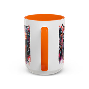 Halloween-themed Accent Coffee Mug, Spooky Skull Mug, Pumpkin Art Cup, Unique Gift for Halloween Lovers, October Decor