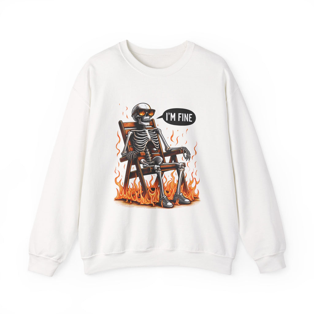 Chill Vibes Skeleton Sweatshirt, Unisex Crewneck, Perfect for Halloween, Casual Wear, Gift for Friends, Cozy Lounge Wear