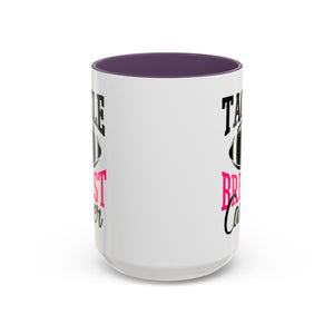 Tackle Breast Cancer Coffee Mug, Supportive Gift for Football Fans, Awareness Mug, Cheer Team Spirit, Fundraiser Drinkware