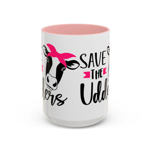cancer awareness Cute Cow Mug - Save the Utters Coffee Cup, Gift for Animal Lovers,  Mug, Unique Birthday Gift