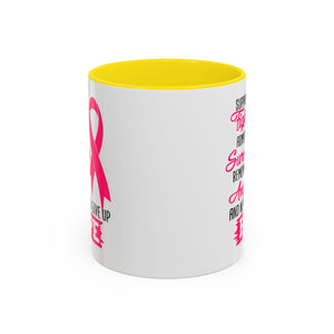 Inspirational Pink Ribbon Coffee Mug: Support Fighters, Admire Survivors, Celebrate Hope, Gift for Cancer Awareness, Motivational Mug