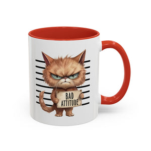 Funny cat bad attitude Accent Coffee Mug, 11oz animal lover gift