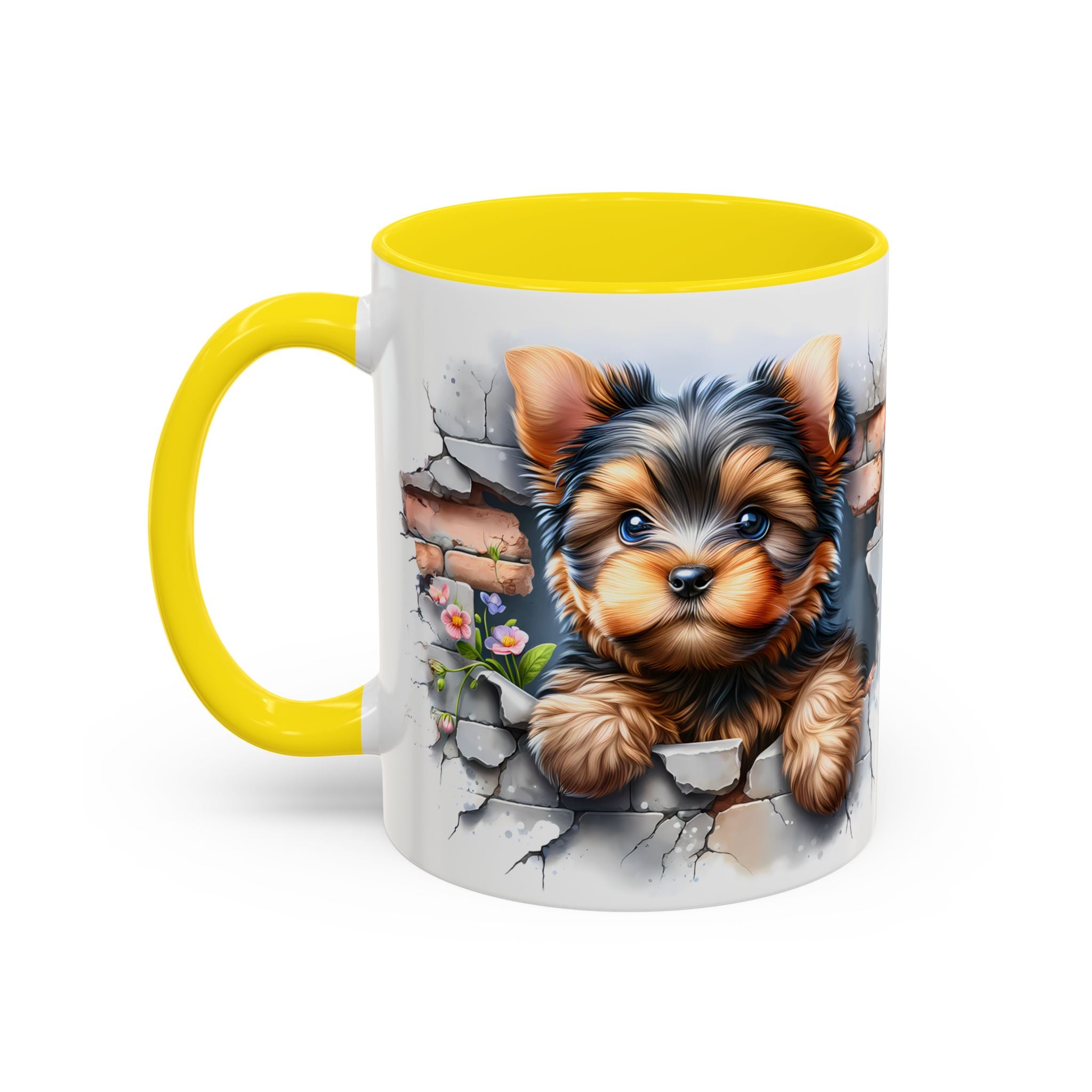 Cute Dog Peeking Coffee Mug, Pet Lover Gift, Yorkshire Terrier Mug, Animal Lover Coffee Cup, Dog-Themed Drinkware, Doggie Mug