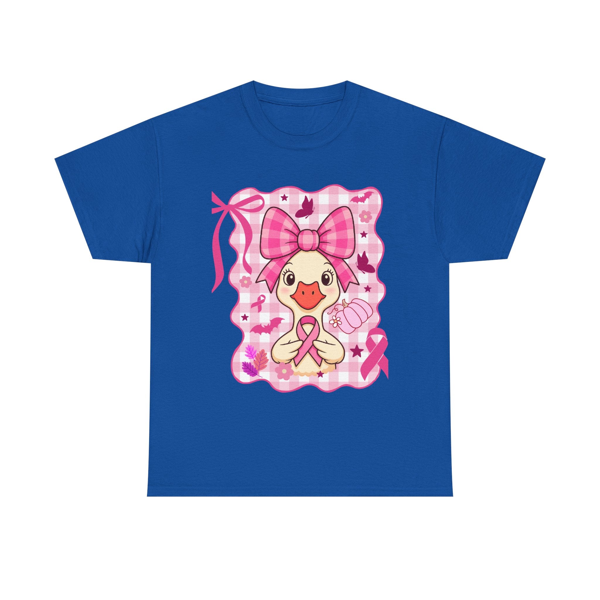 Cute Pink Ribbon Duck Tee, Breast Cancer Awareness Shirt, Funny Unisex Cotton T-Shirt, Gift for Her, Cute Animal Apparel