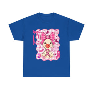 Cute Pink Ribbon Duck Tee, Breast Cancer Awareness Shirt, Funny Unisex Cotton T-Shirt, Gift for Her, Cute Animal Apparel