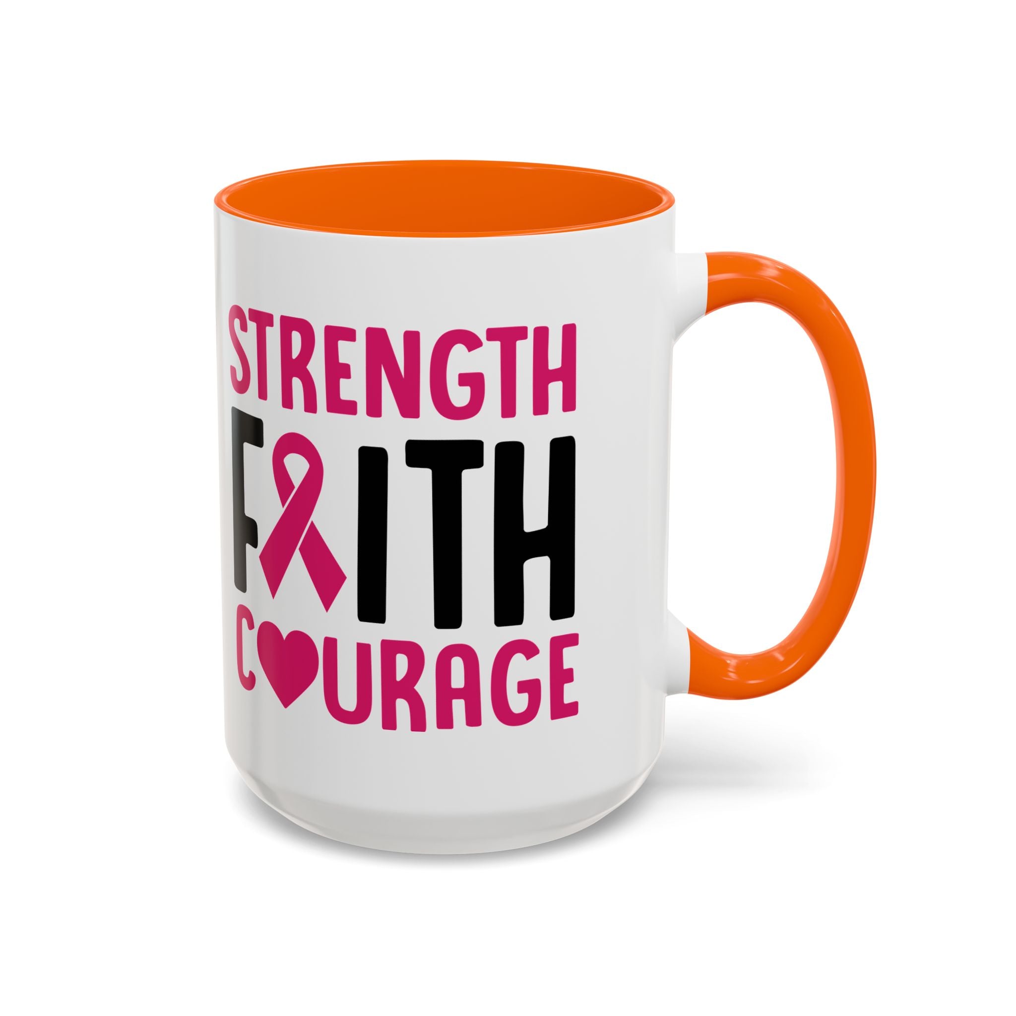 Inspirational Coffee Mug: Strength, Faith, Courage - Gift for Survivors, Awareness Events, Supportive Home Decor, Encouragement