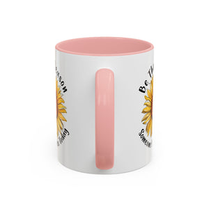 Sunflower Smile Accent Coffee Mug - Cheerful Gift for Friends, Inspirational Mug, 11oz/15oz, Daily Motivation, Brighten Someone's Day