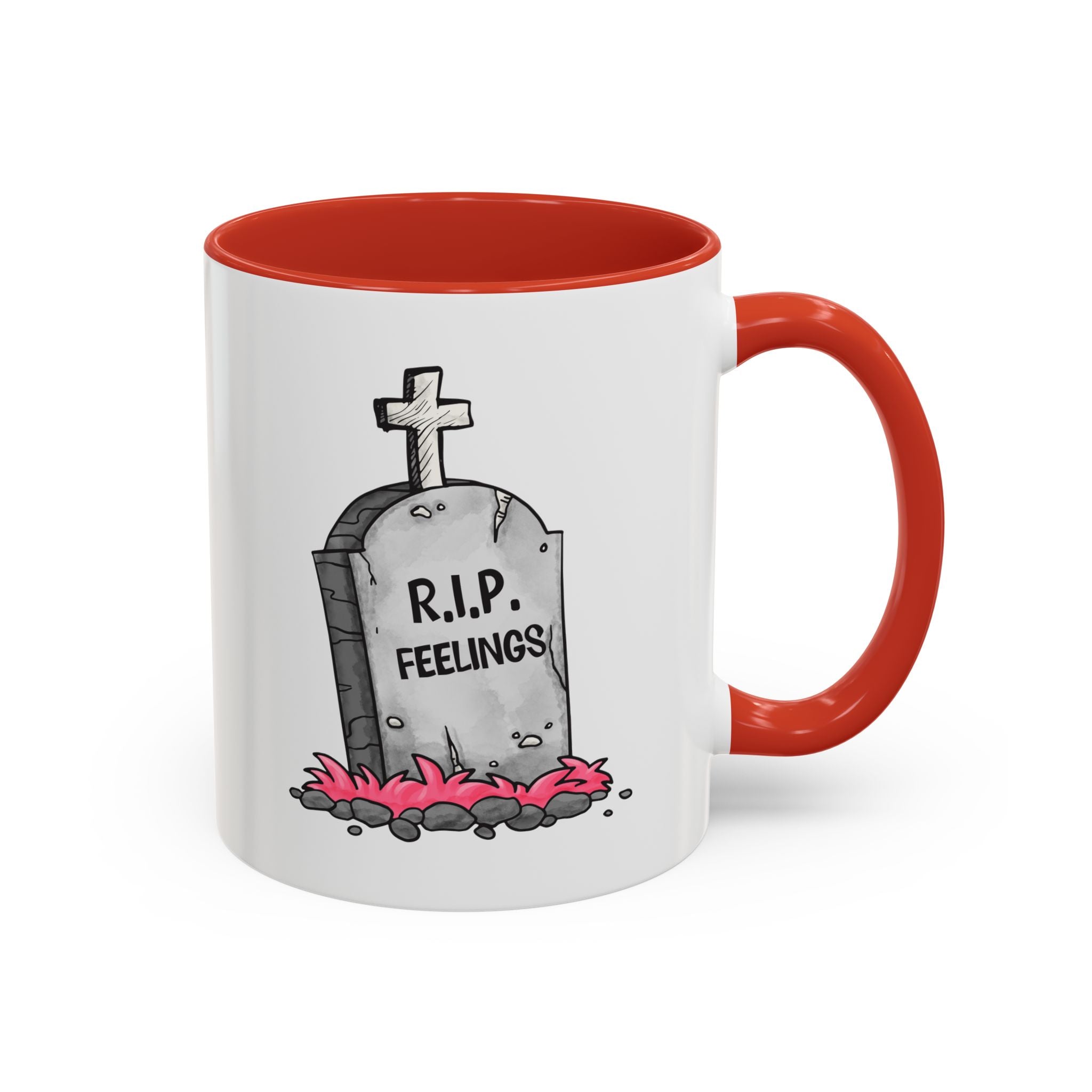 Coffee Mug — RIP Feelings Tombstone Accent Mug anti valentine