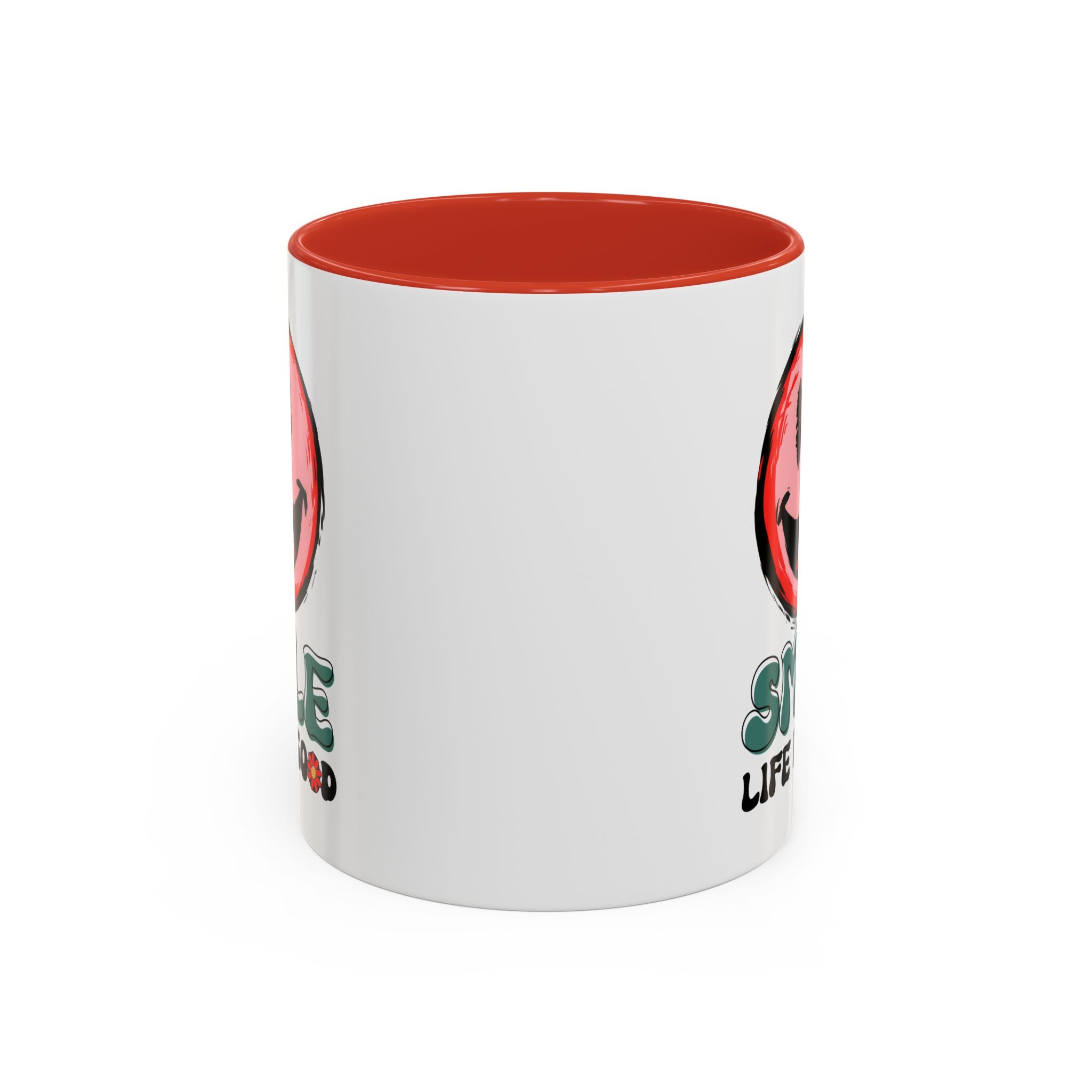 Smiley Face Accent Coffee Mug - "Smile, Life is Good" - 11oz & 15oz