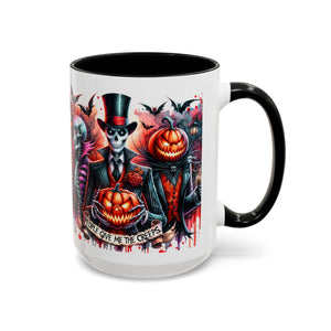 Halloween-themed Accent Coffee Mug, Spooky Skull Mug, Pumpkin Art Cup, Unique Gift for Halloween Lovers, October Decor
