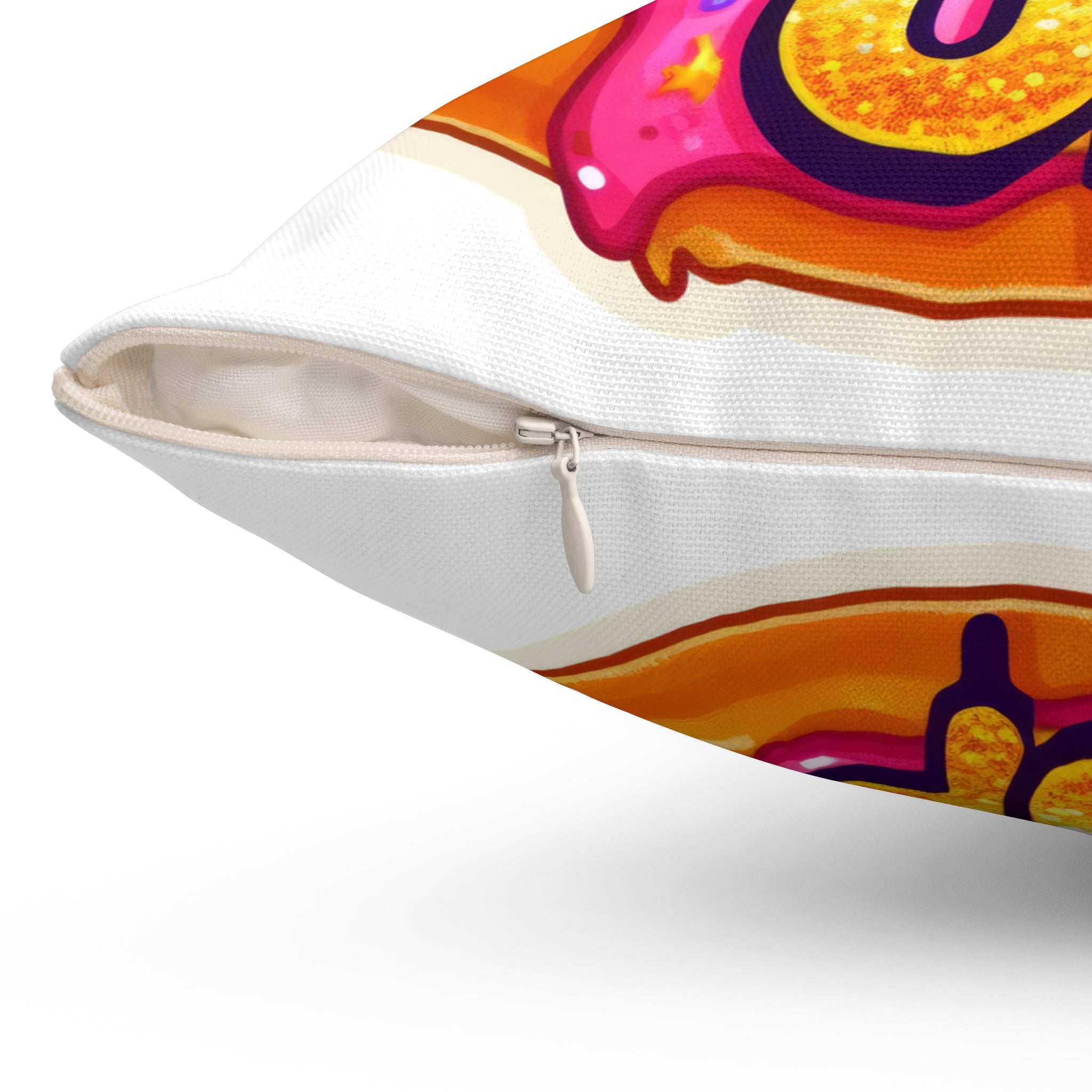 Donut Give Up Pillow — Colorful Motivational Donut Quote Cushion